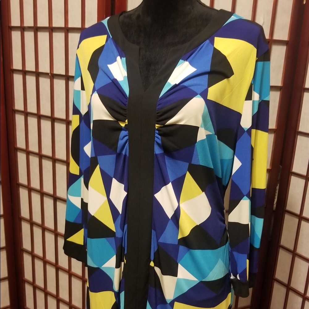 Black with bold print blouse-B105